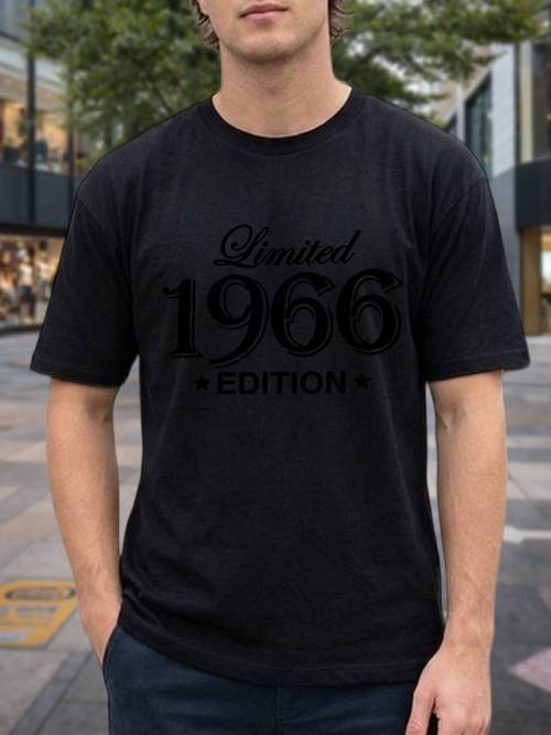 Artikelbild . herren t-shirt mit bedrucktem muster limitiertem gedenkdesign von 1966, bequemes freizeit-t-shirt mit kurzen ärmeln rundhalsausschnitt, für den , freizeit-outfits, mit freunden sommeraktivitäten