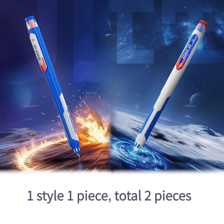Image of 3 Styles, With 2 Retro Gel Pens, Contrasting Colour Pen Barrels, Mecha Cyberpunk Style, Smooth Writing No Smudging, Continuous Ink Flow Quick Drying, Writing Large Capacity Black Gel Pens
