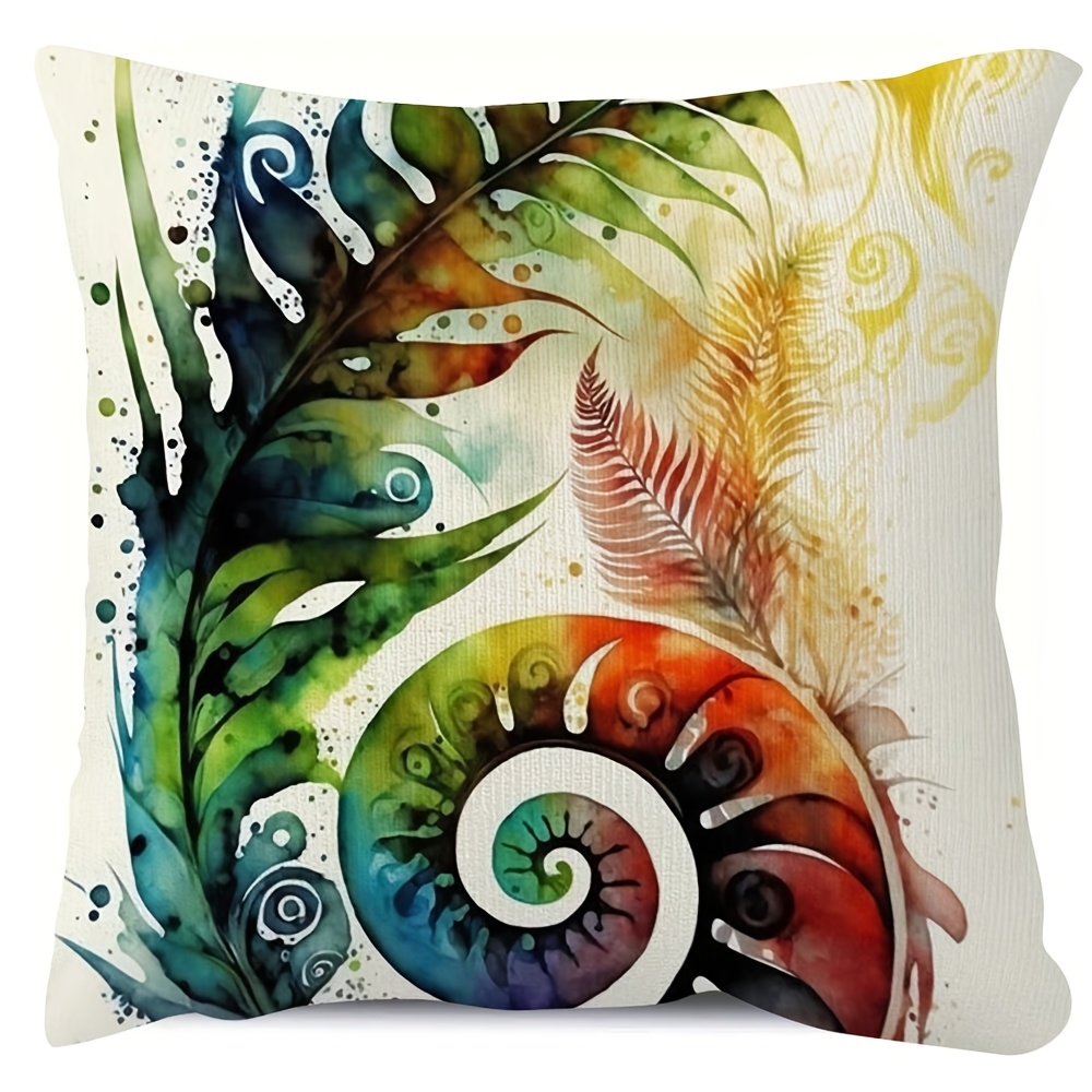 TEMU 1pc, Watercolor Orikuru 45.72x45.72cm Short Plush Pillowcase, Single-sided Print - New Zealand Art, Winter Style Living Room & Bedroom Decor,