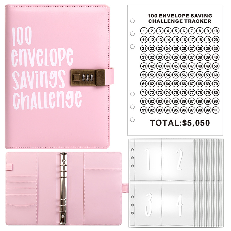 TEMU 1pc 100-day Savings Plan Challenge With A Password Lock, Couple Savings Challenge Envelope, Money-saving Notebook, Savings Booklet