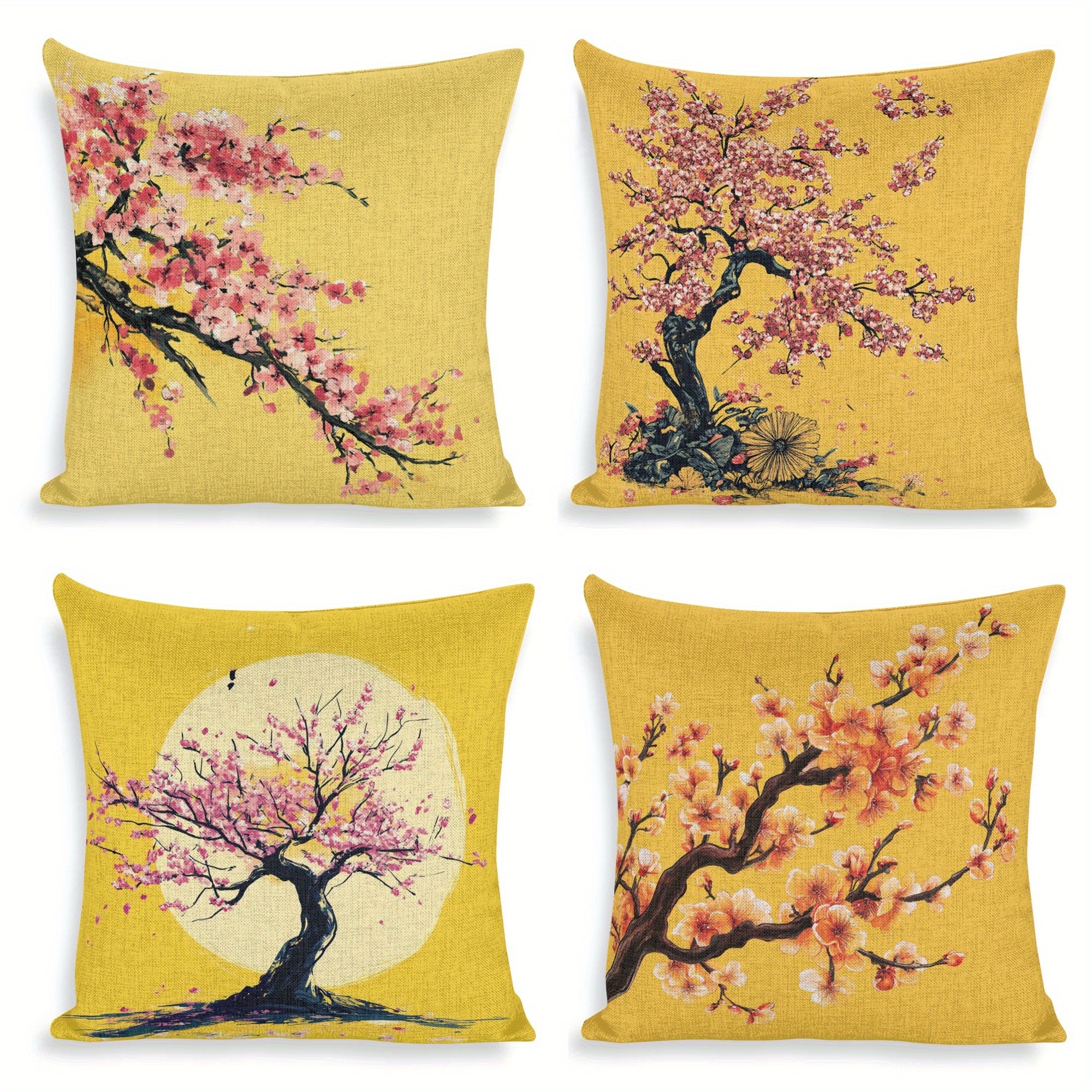 

4- Hoa Vietnam Pattern Double- , 18x18 , Zippered Polyester Decorative For Sofa, , Bed, Car, , - ,