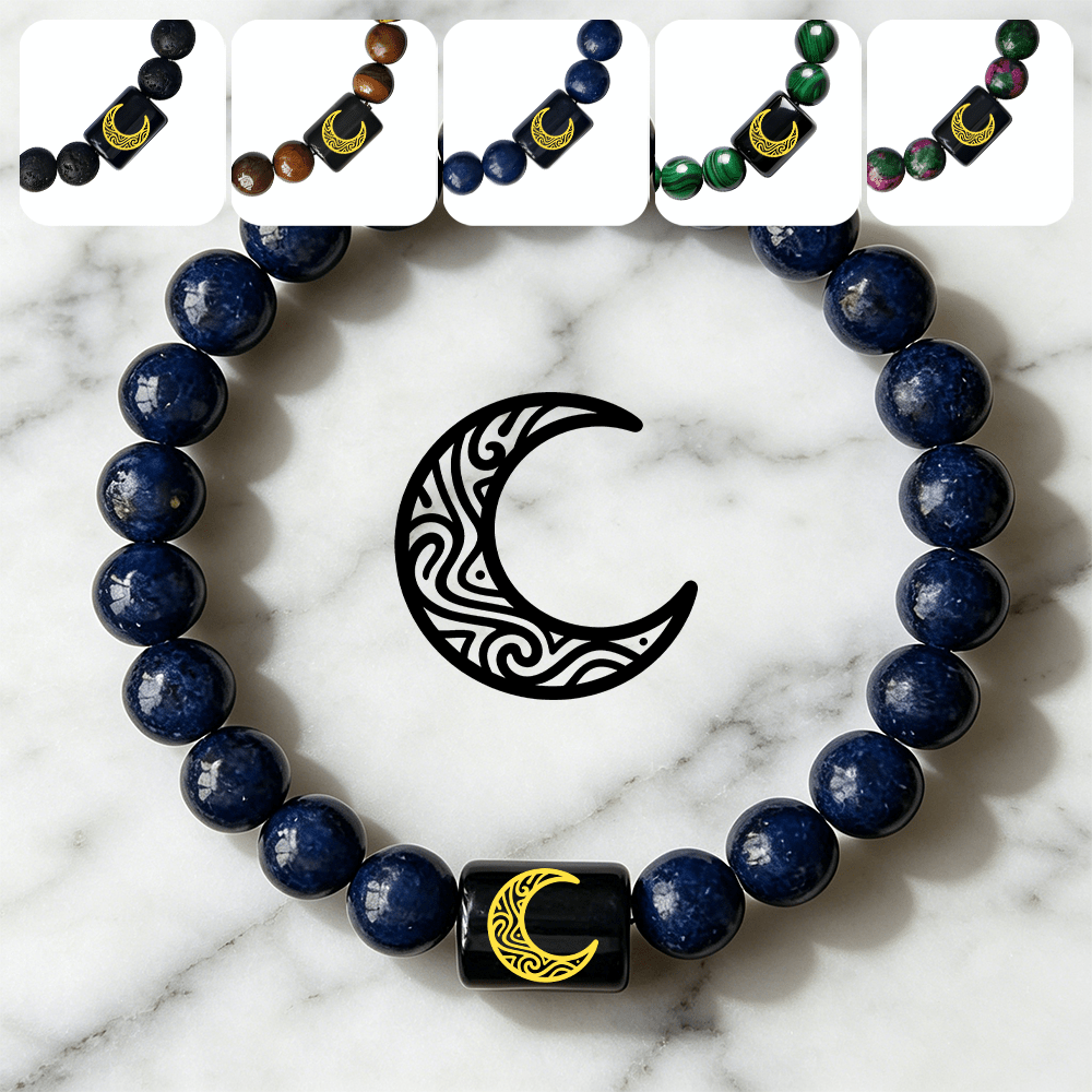 Women's Retro Minimalist Moon Phase Stretch Beaded Bracelet