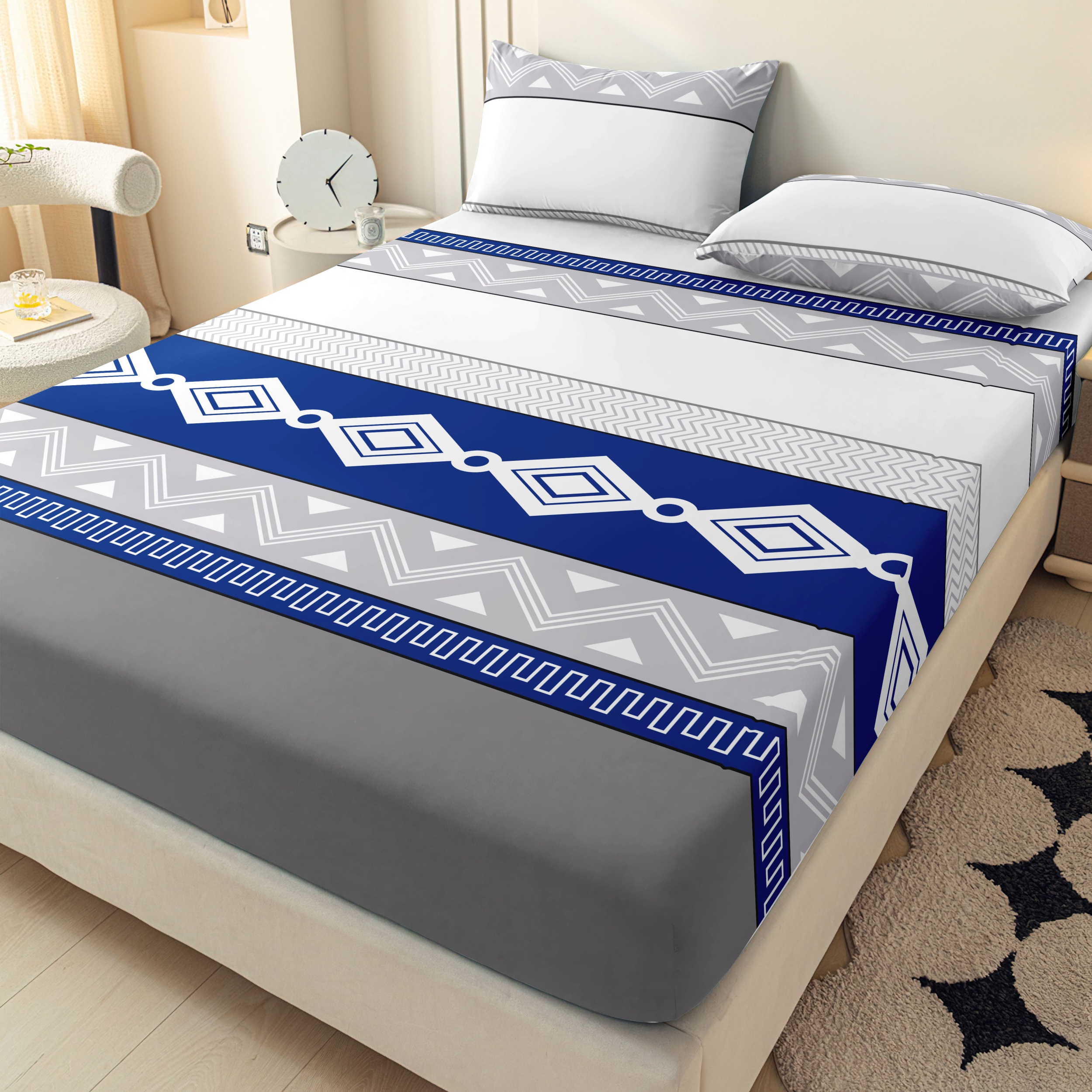 fashion geometric pattern 3pcs fitted sheet set including