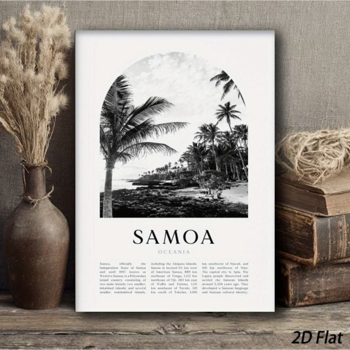 TEMU 2d Flat, 2d Flat 2d 1pc, Canvas, Posters And Prints Canvas Painting, Multiple Sizes, Various Styles, Black And Trees With "samoa" Text, Suitable