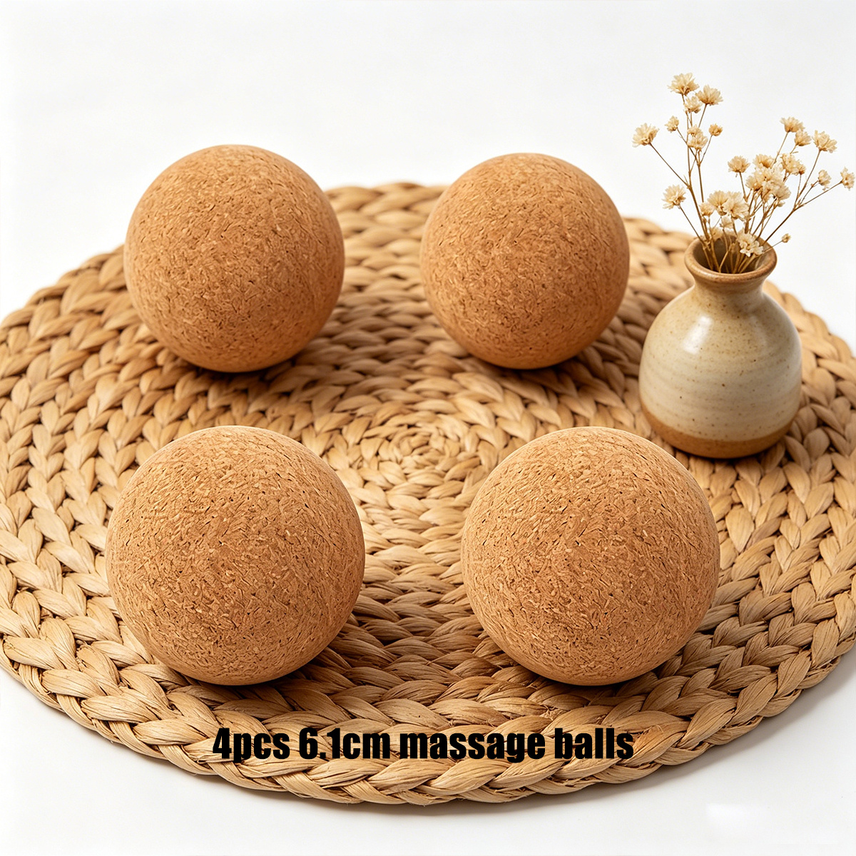 Image of 4 Pack Cork Massage Balls Suitable For , Trigger Point Relax & Deep Tissue - Non-slip Cork Relax Balls For Muscle Relaxation, Yoga, Physical Relax For Shoulders, Neck, Back, , Waist - For Use