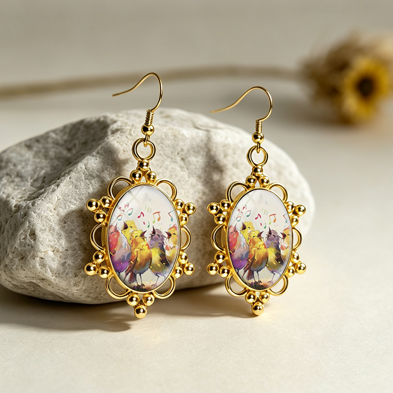 Singing Little Birds Dangle Earrings, Unisex Design