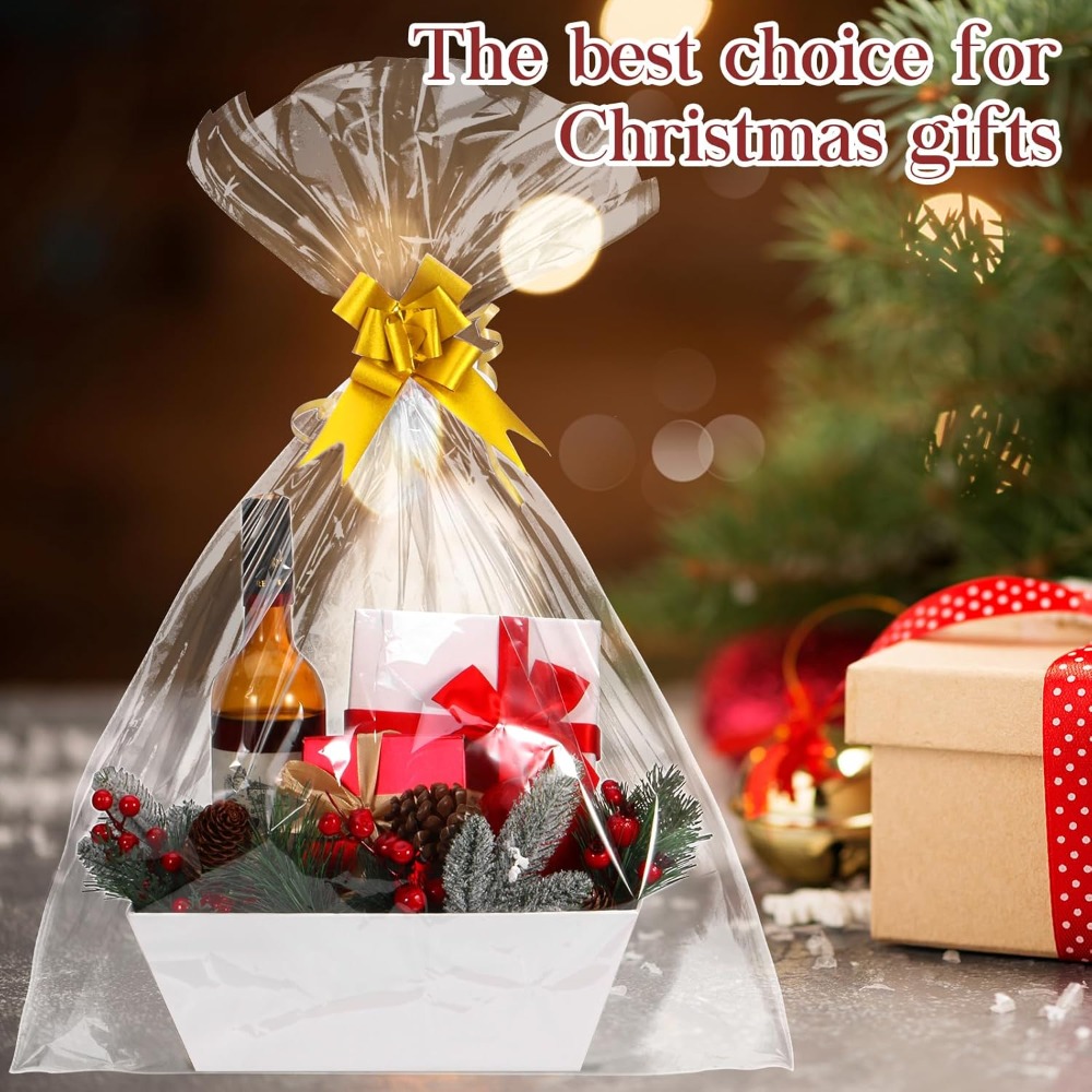 4-Set White Kraft Paper Gift Baskets with Golden Ribbon - Elegant Empty Baskets for Christmas, Easter, Birthdays - Durable & Stylish for Presents, Gifts, and Special Occasions, Gift Baskets for Gifts, Holiday Gift Baskets, Decorative Ribbon Accents, Sturdy Construction, Gift Basket (empty/chocolate), Birthday Basket, Gift Box, Gift Boxes