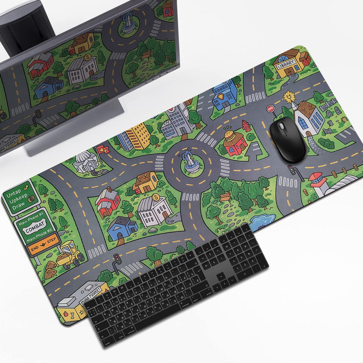 TEMU 1pc Extended Gaming Mouse Pad And Pc Desktop Keyboard Pad - Game Pixel Style Pattern - Laptop Protective Pad Desk Mat - Durable Non-slip Base