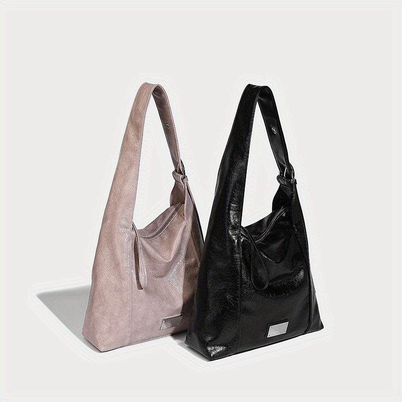 Vintage Style Shoulder Bag for Women with Metal Tag Embellishment