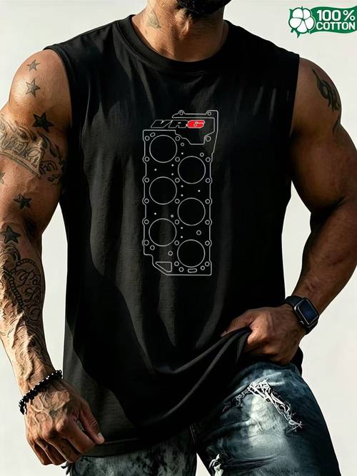 Chaleco sin estampado con bloque de motor VR6 unisex - , cuello , estilo casual, con diseño detallado de motor de coche VR6, ropa para entusiastas de , para mecánicos y conductores, y para