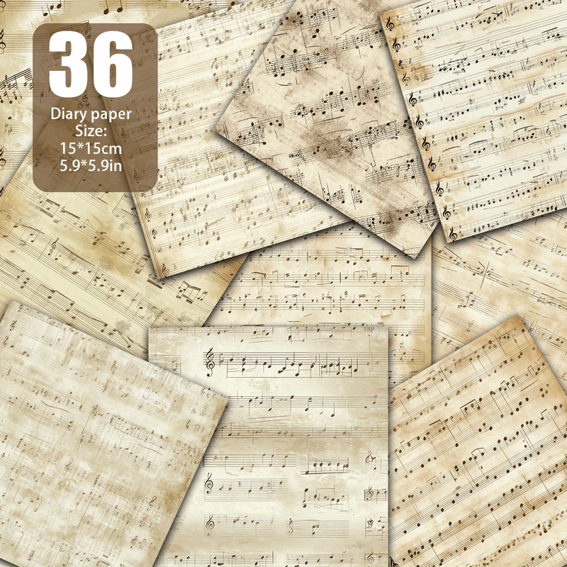 Image of Vintage Sheet Music Wallpaper, Old Music And Notes, Soft Faded Tones, Old Music Paper Design With Paper Texture, Suitable For Music Theme Cards, Wallpaper Design, Vintage Collage, , Notebook Cover
