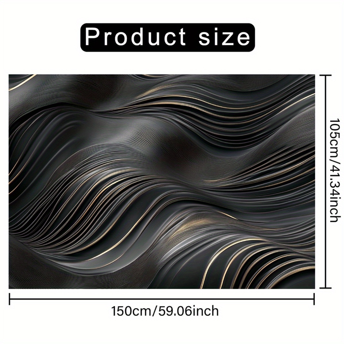 1pc Abstract Super Large Backdrop Banner - Black & Golden Wave Pattern Polyester Fabric, No Electricity Needed for Indoor/Outdoor Use, Perfect for Weddings, Birthdays, Anniversaries, Home Decor & Party Photo Backdrops, Event Decoration, Elegant Design, Durable Fabric, Wall Hanging, Wedding Decorators
