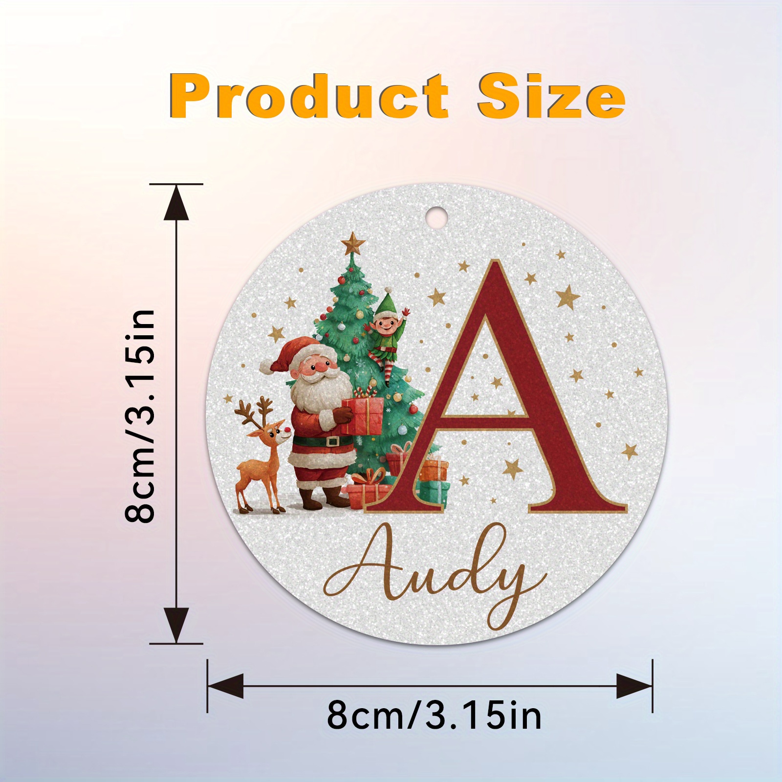 TEMU 2d Flat - 1pc Personalized Christmas Silvery Glittering A-z Letter Decorative Hanging Ornament Home Indoor Christmas Tree Decor Classic Round 2d