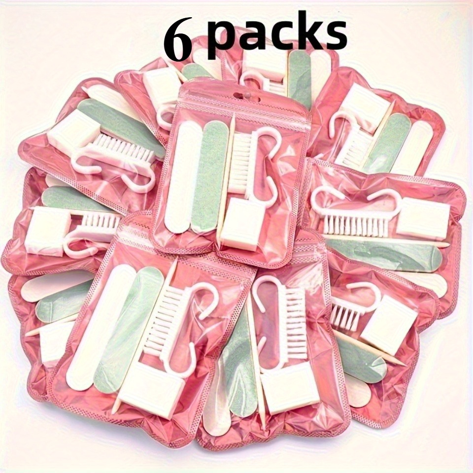 TEMU 6pcs Of Mini Nail Clippers And Orange Dead Leather Rod Set, Double-sided Nail Clippers, Wooden Clippers, Cleaning Tools, Nail Clippers, Nail