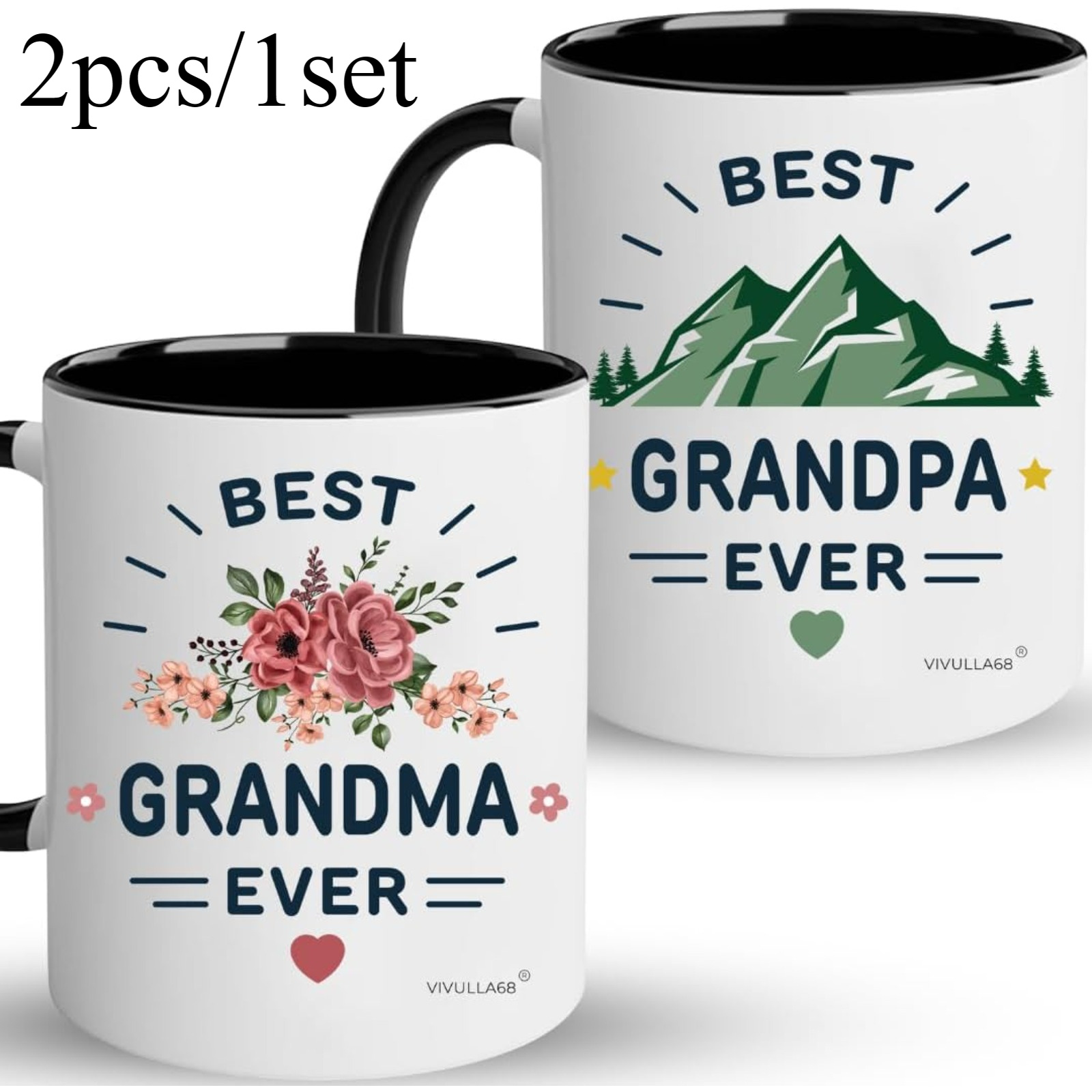 

2pcs Grandparents Mug Set - Christmas, 's & For & Grandkids - , Insulated &