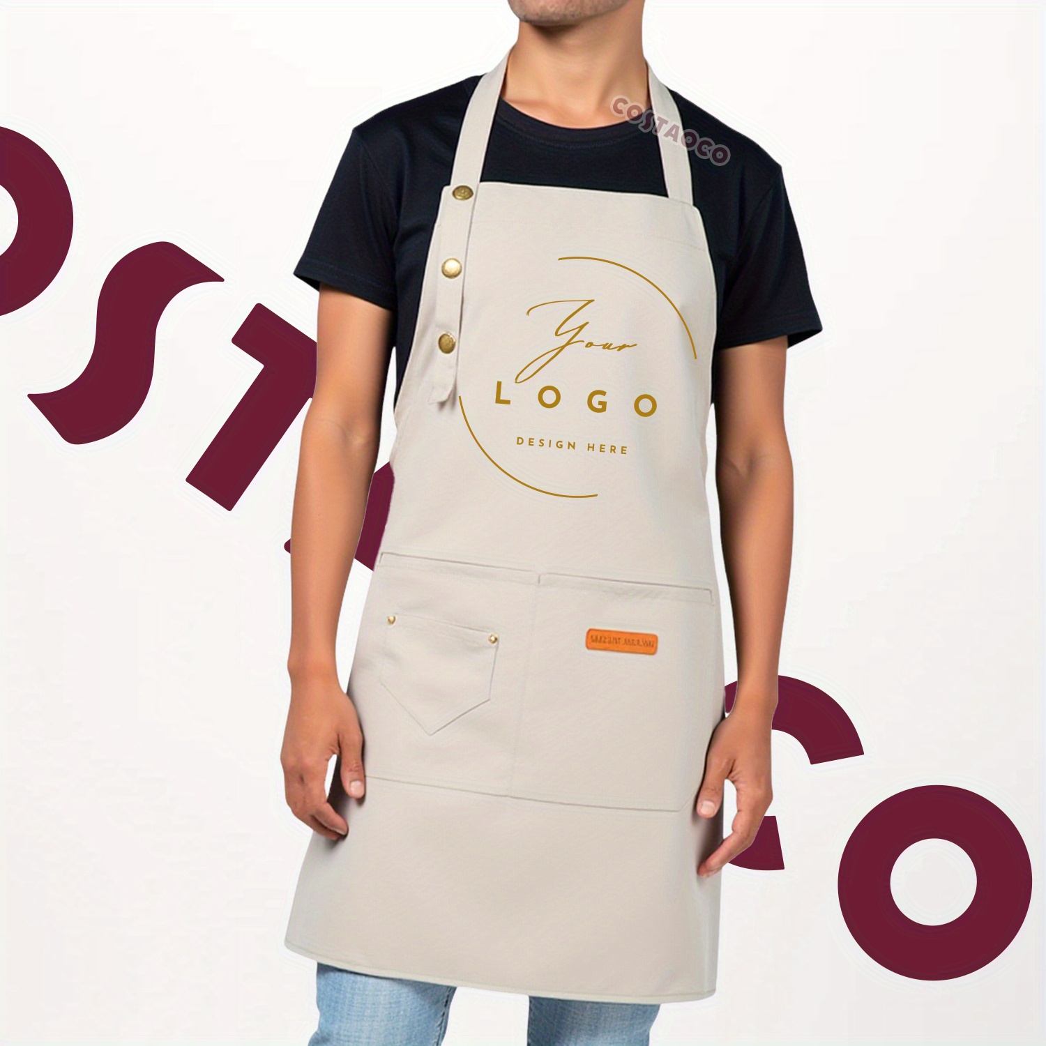 TEMU Customized Apron With Photo Or Name, Made From Soft, Durable Polyester. Perfect For Barbers, Bakers, Chefs, Or Who Want Something Unique And In