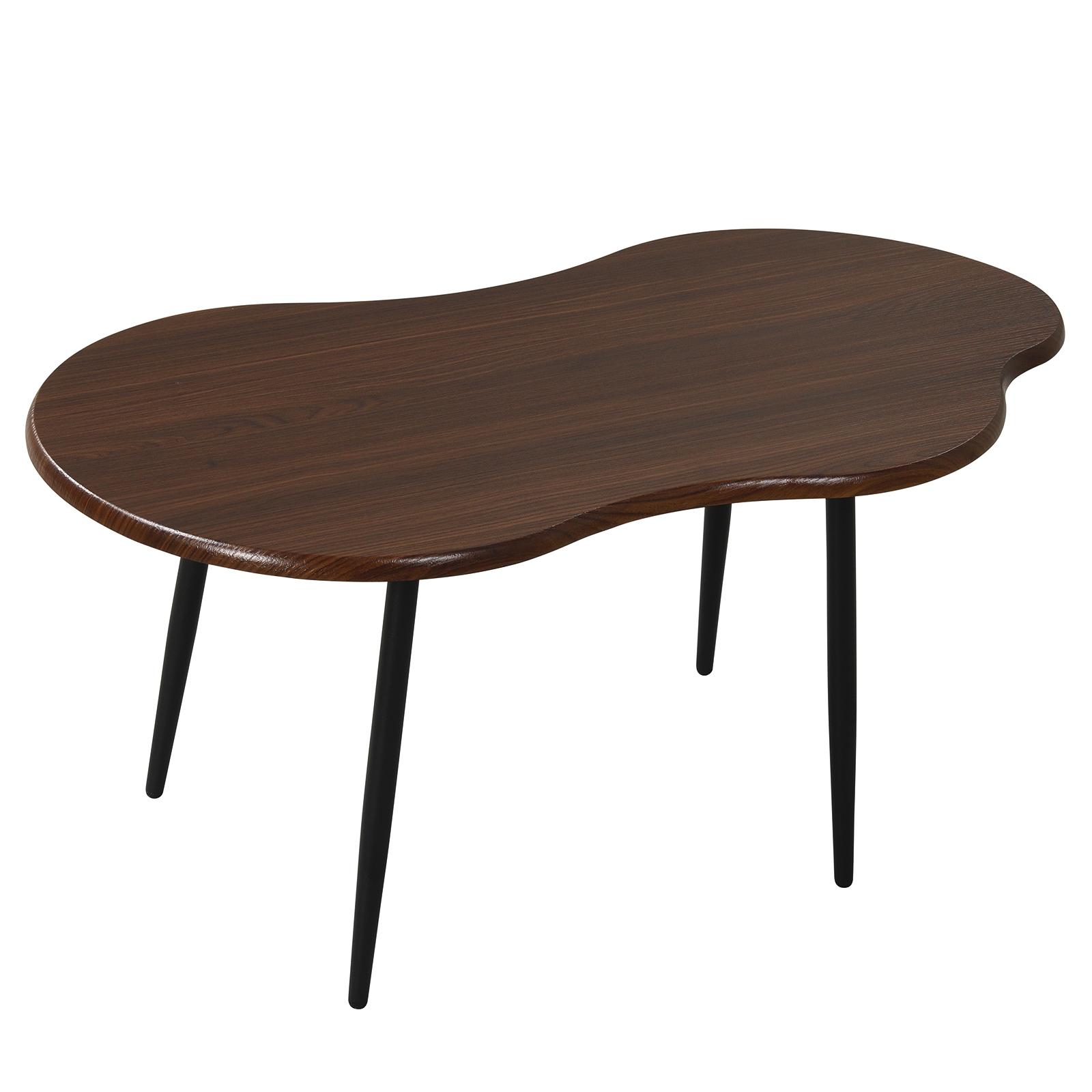 Image of Cloud Shape Coffee Table, 39.5" Irregular Center Table With Metal Frame, Wooden Decorative Tea Table, Modern Accent Cocktail Table For Living Room, Home Office, Small Spaces, Walnut