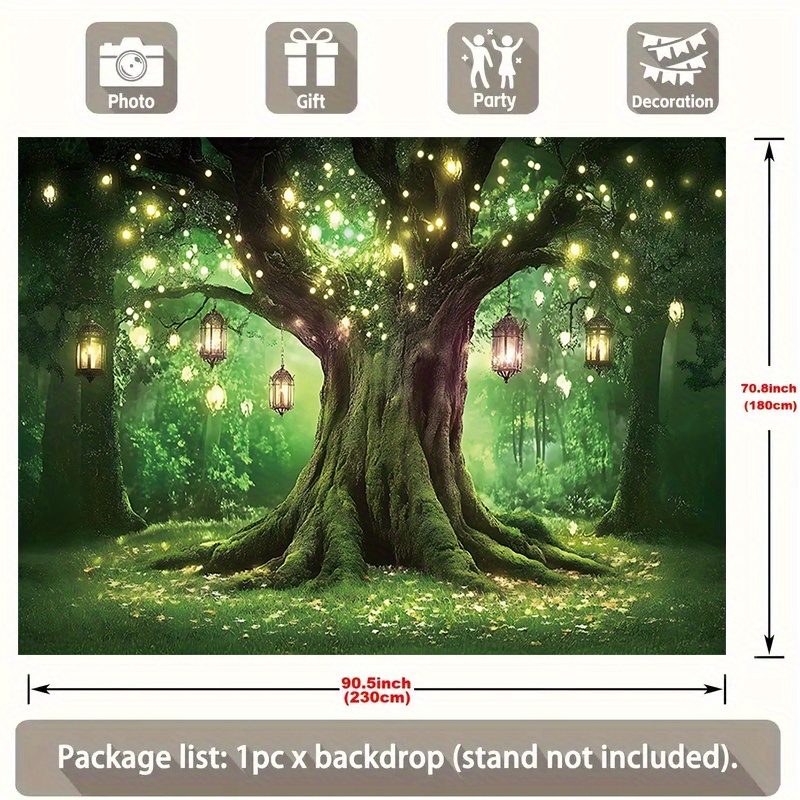 TEMU 1pc - 2d Party Backdrop, Giant With Firefly Lights Adorning The Background, And Mysterious Decorations, For Indoor & Outdoor Celebrations,