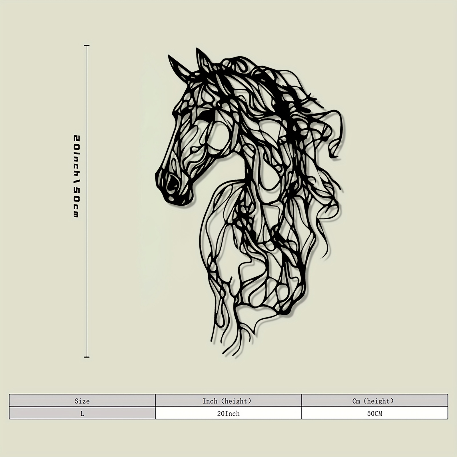 TEMU 1pc Large Abstract Metal Horse Wall Art Modern Iron Outdoor Indoor Decor Weather Resistant Wildlife Sculpture Unique Christmas Housewarming Gift