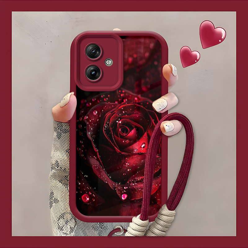 TEMU Funda para móvil: Funda compatible con Moto G54, diseño en forma de gota, carcasa protectora suave de TPU, resistente a impactos, con cordón