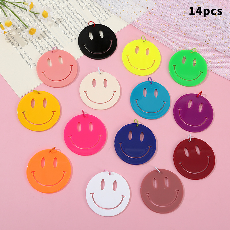 TEMU 14pcs/macaron Colored Face Acrylic Charms, Phone Case Keychain Pendants, Accessories In Stock. , Durable Accessories, Components, Handmade