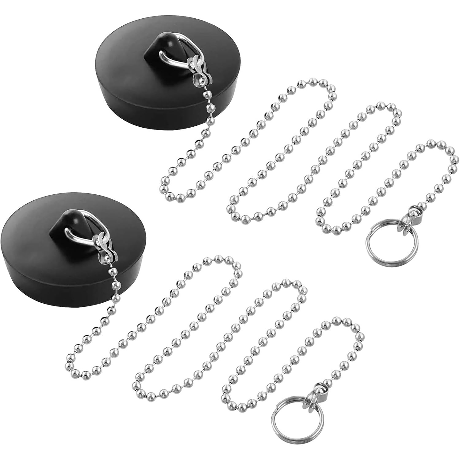 Drain Plug, Pack Of 2 Rubber Sink Plugs, 45mm Plug Bathtub, Universal Plug For Sink Bathtub, With 40cm Chain Plug, For Bathtub, Kitchen, Sink Sewer System