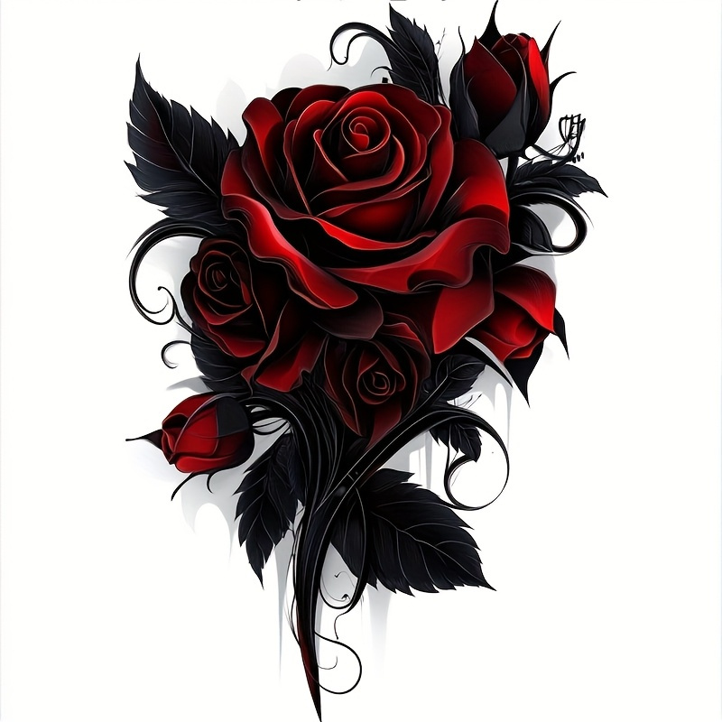Burgundy Rose Vinyl Sticker Compatible For Motorcycle, Car, Helmet & Laptop - Double-sided Pvc Decal Suitable For Bumper, Body Decoration, - Durable Adhesive Stickers