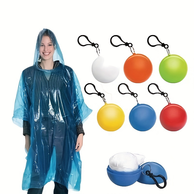 

3pcs Ultra-lightweight Disposable Raincoat Poncho - Fully Waterproof And Windproof With Adjustable Hood For Gear - Design For Adults, Ideal For Hiking, Camping, And Traveling With Keyring Attachment