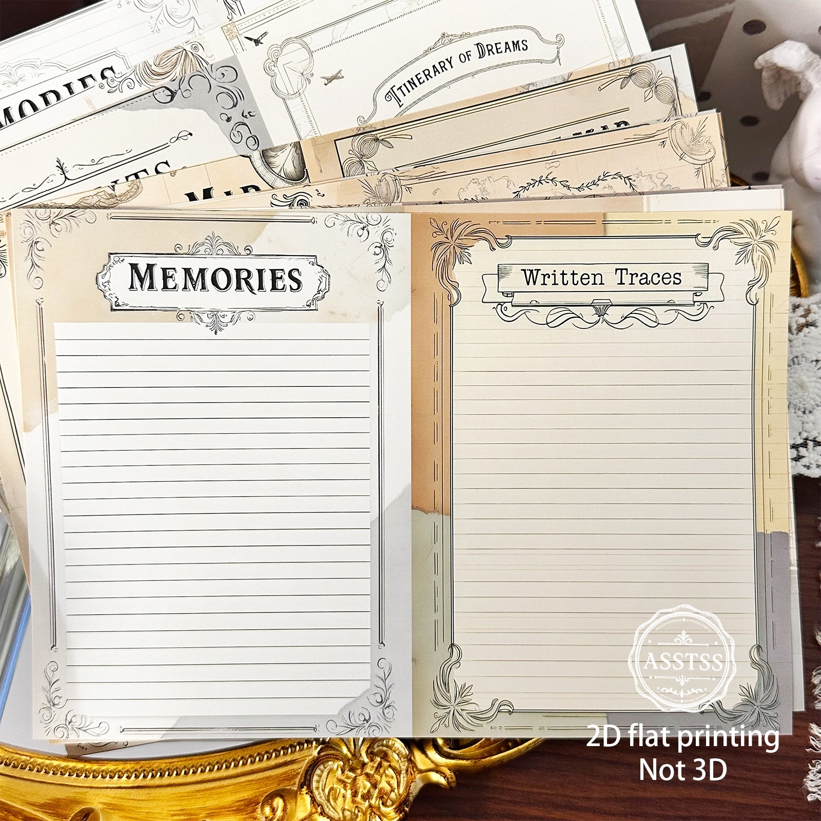 TEMU Asstss 20-sheet A5 [2d Flat] Vintage Lined Paper Diy Junk Journals, Scrapbook Decorative Paper, For Arts Crafts, Scrapbooking Supplies, Diy