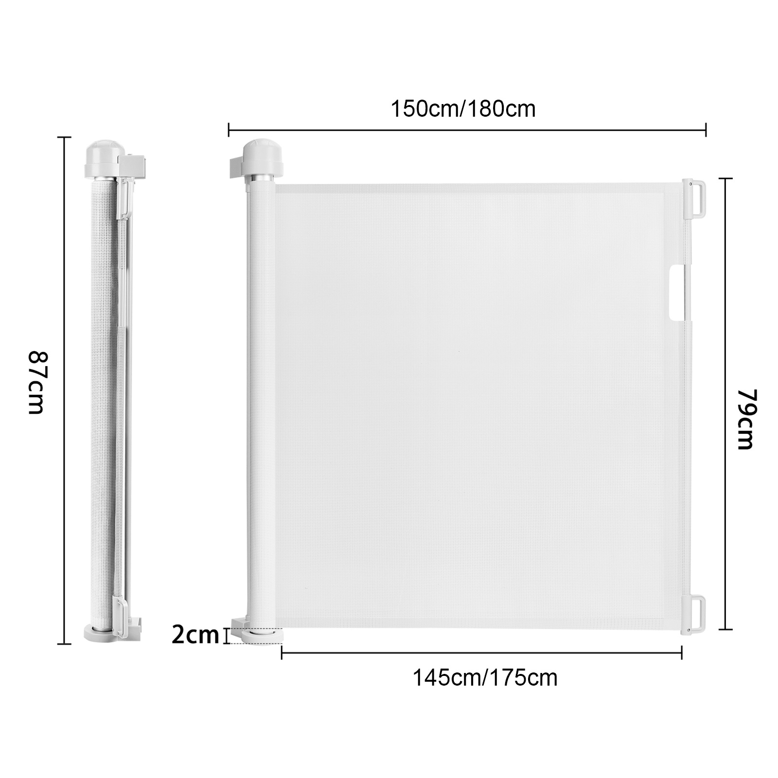 Pvc Stair Safety Blind, Dog Gate For Furry Animals, 0-300cm, Retractable Door Safety Gate, Black And White