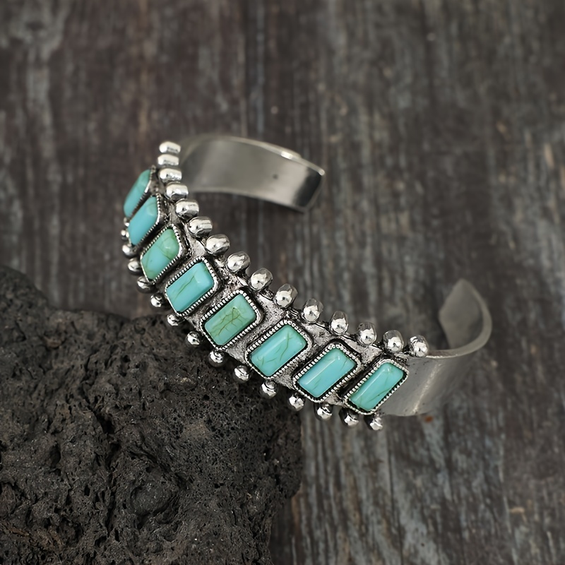 Turquoise Cuff Bracelet - Retro Western With Genuine Stones - Unique Style
