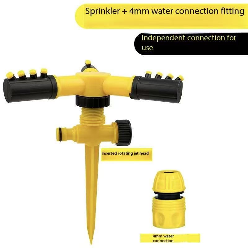 TEMU 360° drehbarer Bodenspiker-Sprinkler mit drei Armen, 1 Set (Sprinkler mit Wasseranschluss), einstellbares Werkzeug zur Bewässerung von Rasen