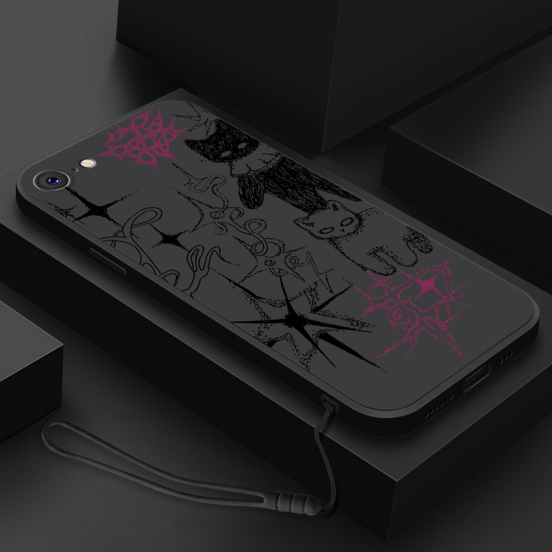TEMU Vintage Cat-themed Printed Phone Case For Iphone 5, 5s, Se, 6, 6 Plus, 6s, 6s Plus, 7, 7 Plus, 8, Se 2020, Se 2022, 8 Plus - Drop-resistant,