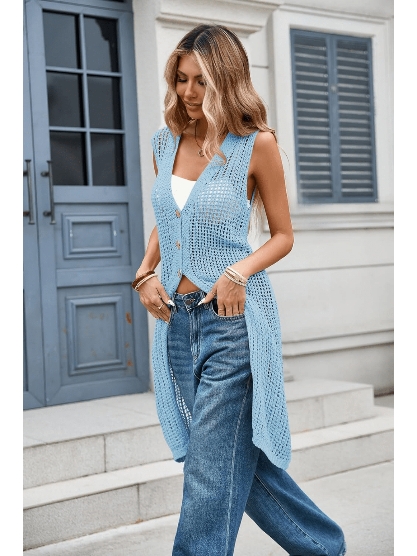 sommer strickjacke damen ärmellose schürze gestrickter Temu Germany