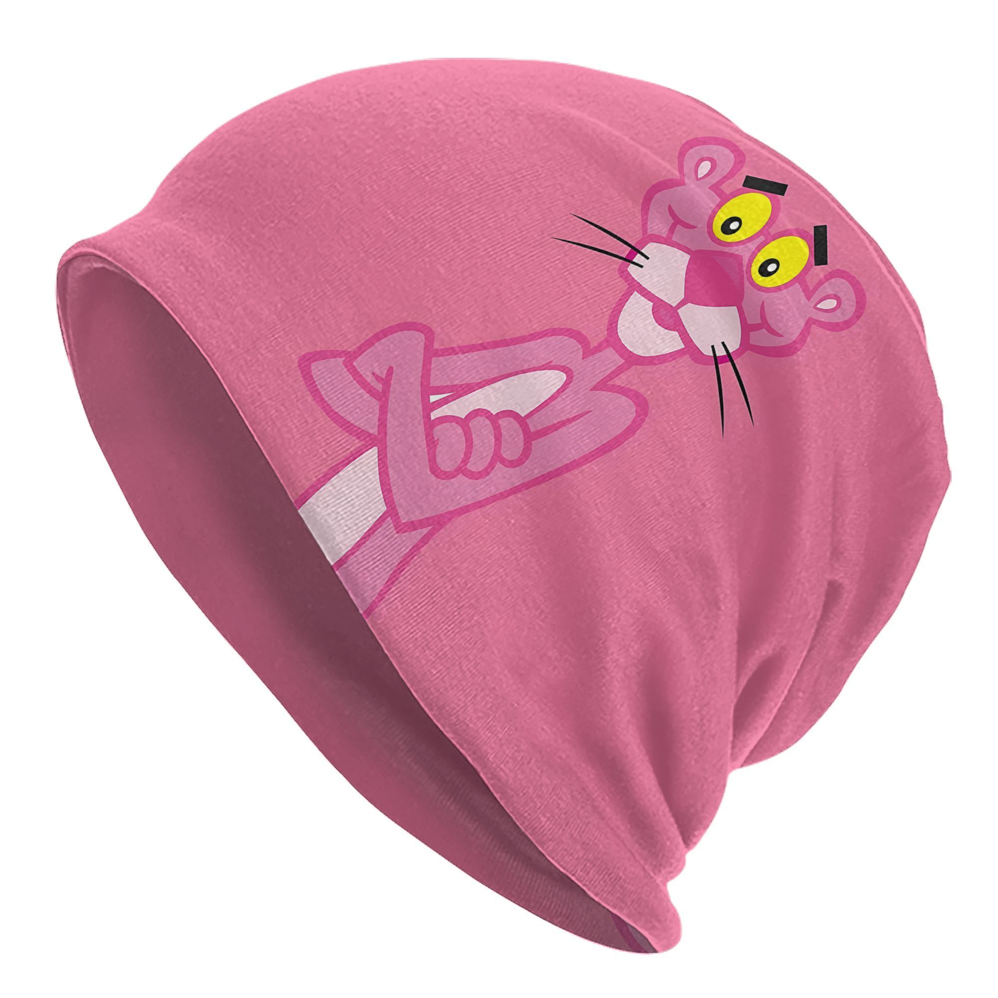 

Men's Pink Cartoon Beanie - Knit Bonnet Hat With Features, Fashionable Novelty Skull Cap