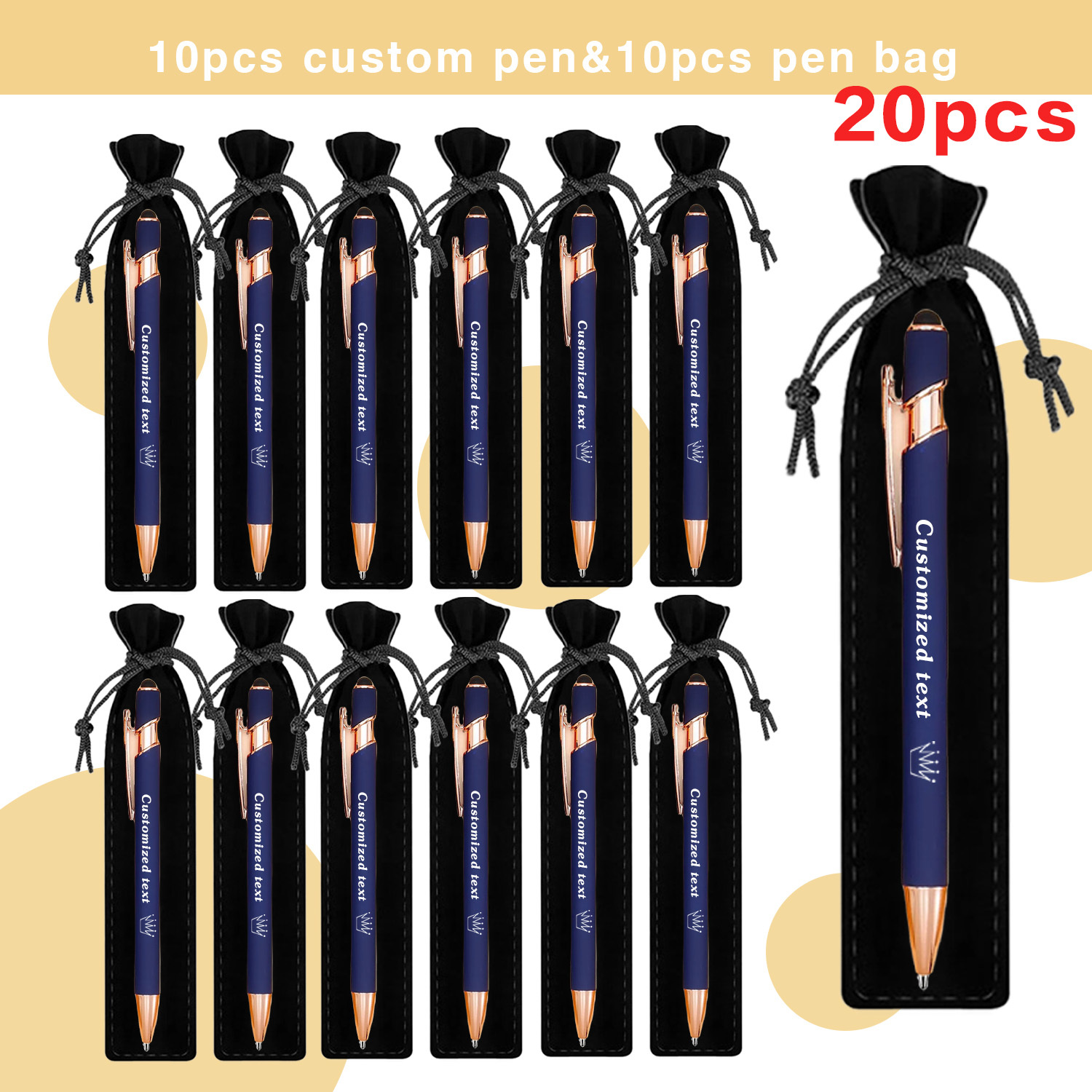 TEMU 20pcs Personalized Ballpoint Pen Set, Includes 10pcs Pens And 10pcs Pen Sleeves, For School And Office Use, Thanksgiving And Christmas Gifts