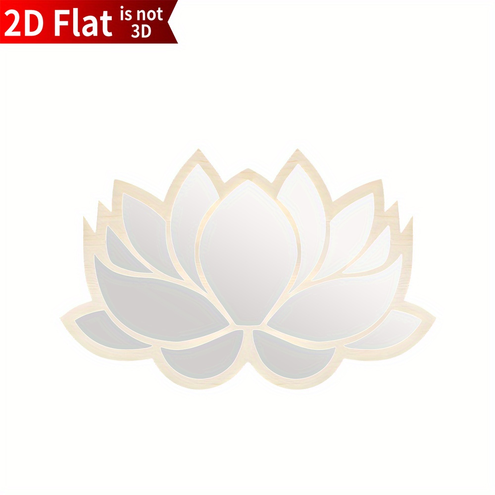 Image of 1pc 2d Flat Acrylic Wooden Mirror Wall Home Decor, Mirror Wall Decoration For Living Room Ornament For Bedroom Door Adhesive Art Bathroom Decor