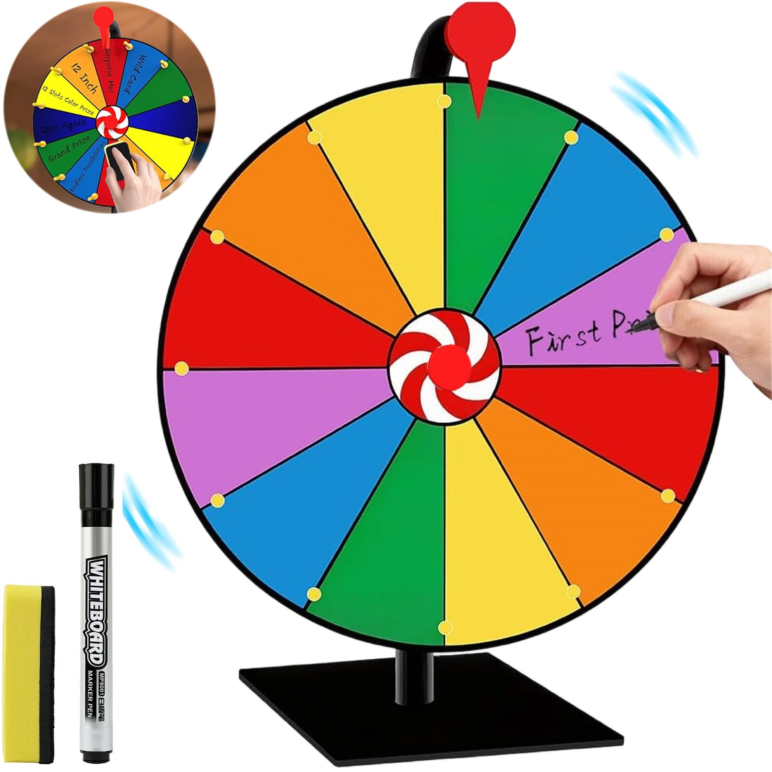 TEMU 12-Fächer Farb--Draw-Würfel mit stabiler Metallbasis, interaktive Spielrequisite für Party, Bar, und Einkaufszentrum