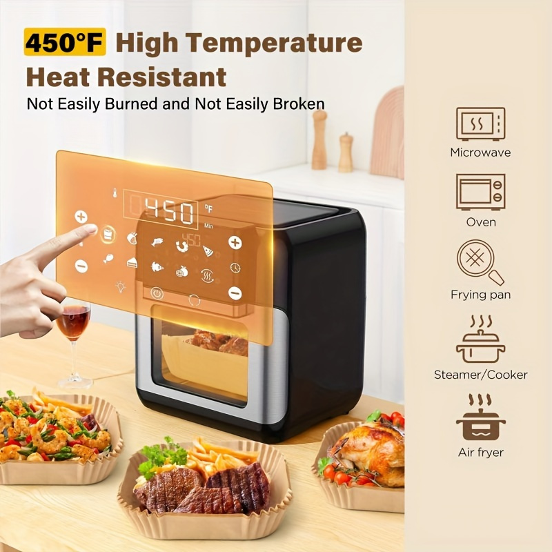 200   50pcs large capacity oven paper square air fryer paper oil proof and waterproof suitable for air fryer oil paper oven baking paper square paper mat kitchen air fryer accessories details 1