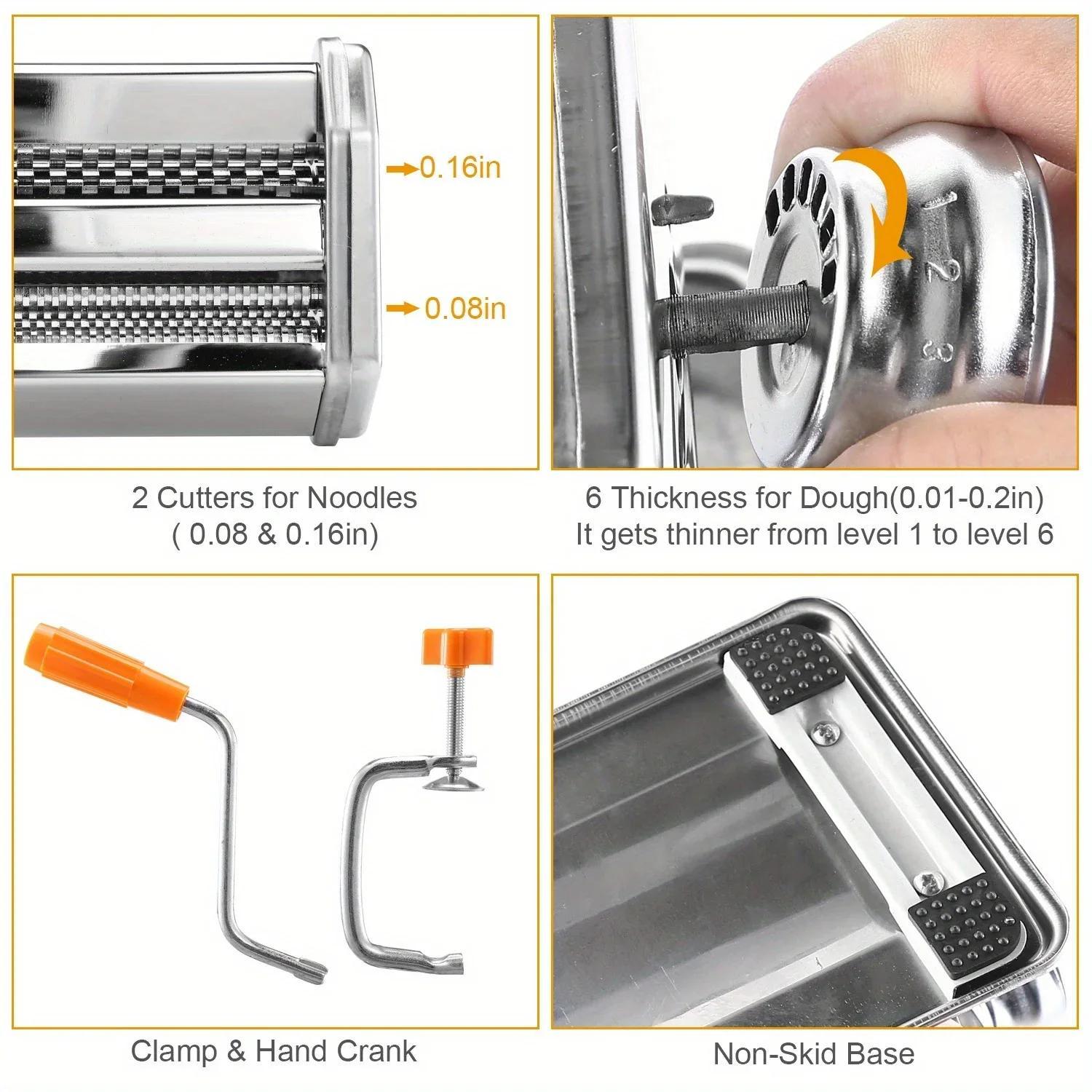 easy clean versatile manual pasta maker adjustable thickness   homemade noodles dumplings ravioli details 7