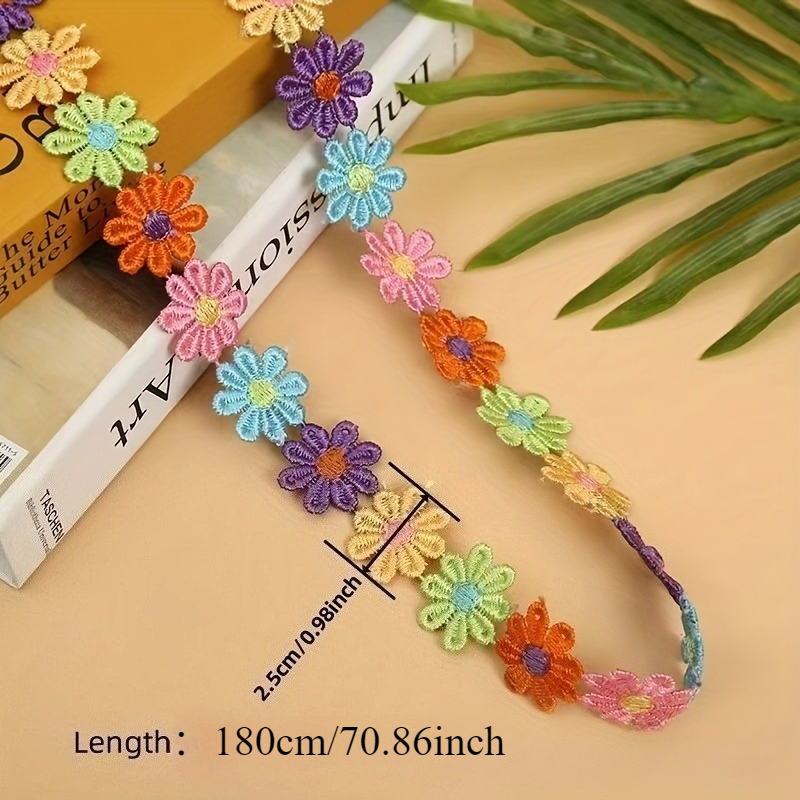 TEMU 1 Roll 70.86 Inch Daisy Lace Trim, Polyester Material, Ideal For Wedding Crafts And Sewing Decorations