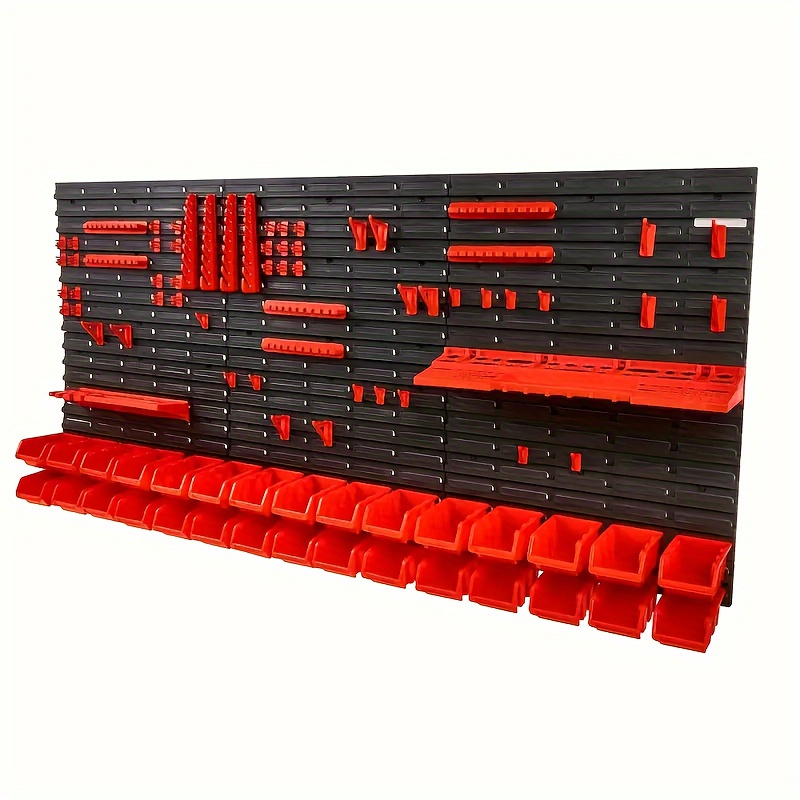 TEMU 90pcs Wall Mounted Tool Organizer Set, Heavy-duty Metal And Durable Plastic, With 30 Storage Bins For Tools, Wrenches, Screwdrivers, Fasteners -