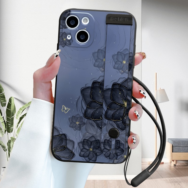 TEMU Phone Case: Spring Multi-functional ' Wrist Strap Phone Case, Featuring A Mysterious For Lotus Pattern On A . Includes A Wrist Strap For