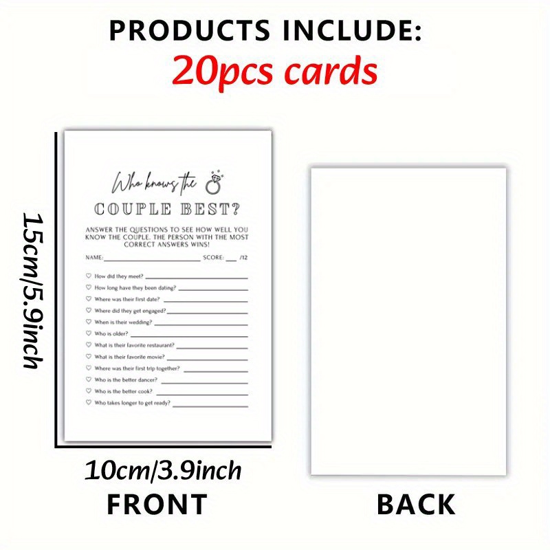 TEMU Lot de 20 cartes de fête - Qui connaît ? Jeux amusants et faciles pour les fêtes, réunions et de classe, parfaits pour les décorations et
