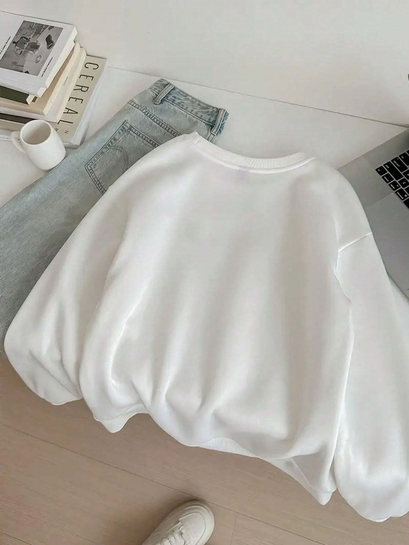 Dames Oversized Trui met Ronde Hals en Brooklyn New York Letter Print - & Casual Warme Winter Pullover, Machinewasbare Losvallende Trui voor Casual Kleding & Gelaagd Dragen, Urban Streetwear Stijl Herfst Winter Trui