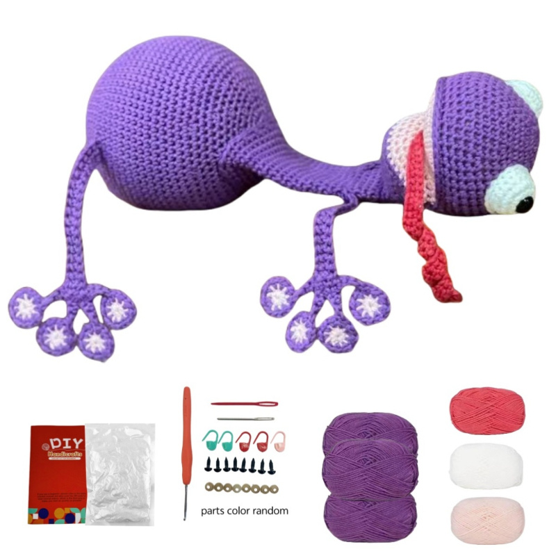 

Diy Crochet Kit For Beginners - Cute Purple Frog | Includes Yarn, Instructions & Video Tutorials | Perfect Gift For Christmas, Easter, Valentine's Day & Birthdays