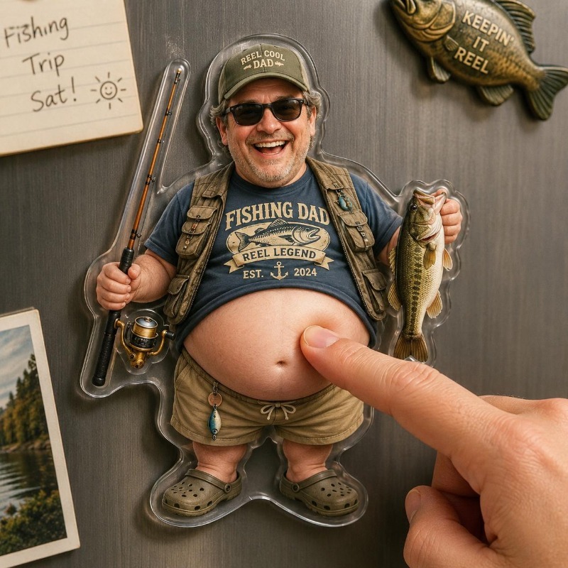 TEMU 1pc 2d Printed Custom Photo Soft Belly Refrigerator Magnet, Fun Prank Gift For Men, Personalized Husband Dad Belly Doll, Happy Father's Day Gift