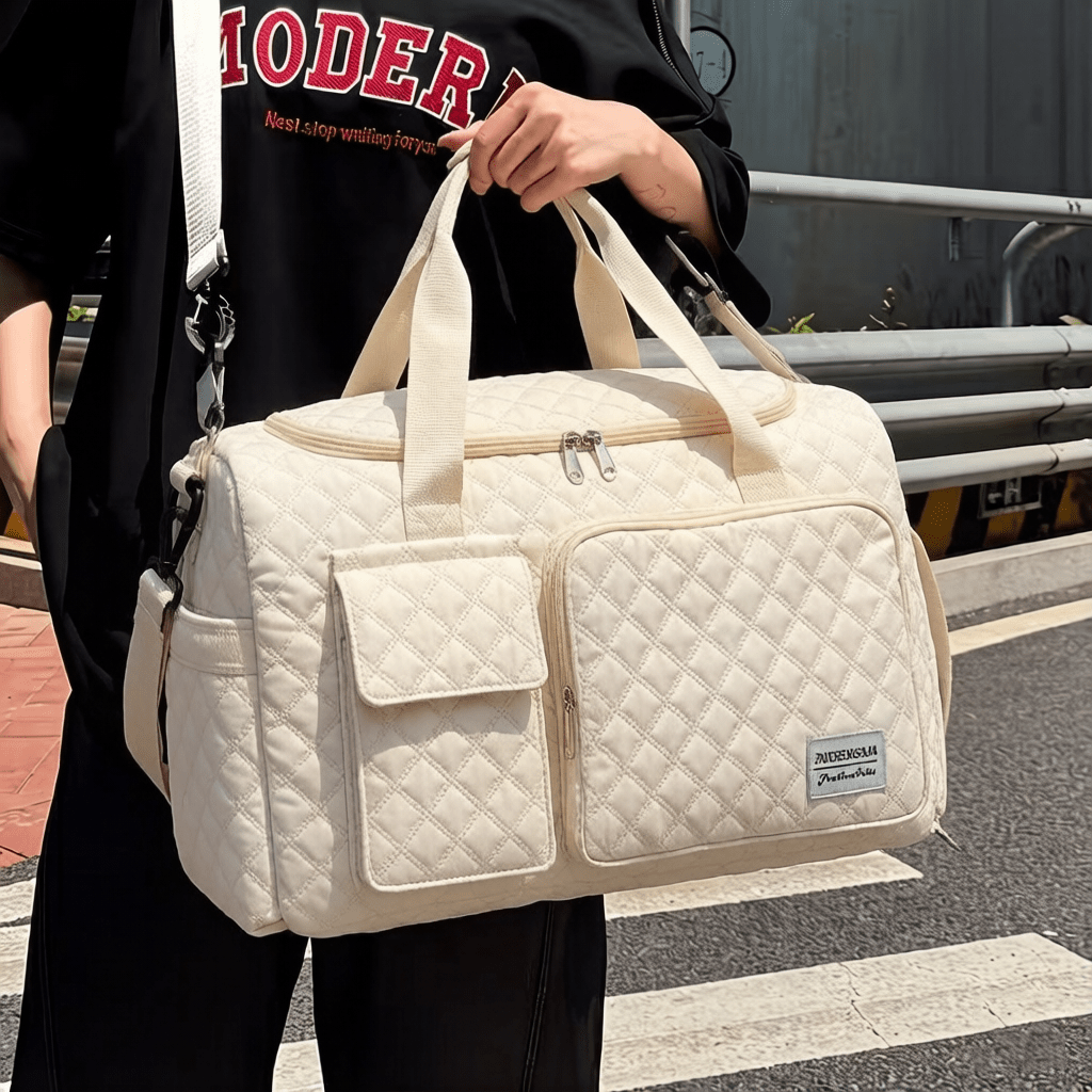 TEMU Faxhion Brand Travel Gym Bag, Diamond Pattern, Portable Large Capacity, Or On The Shoulder, Sturdy And Durable, Easy And Stylish