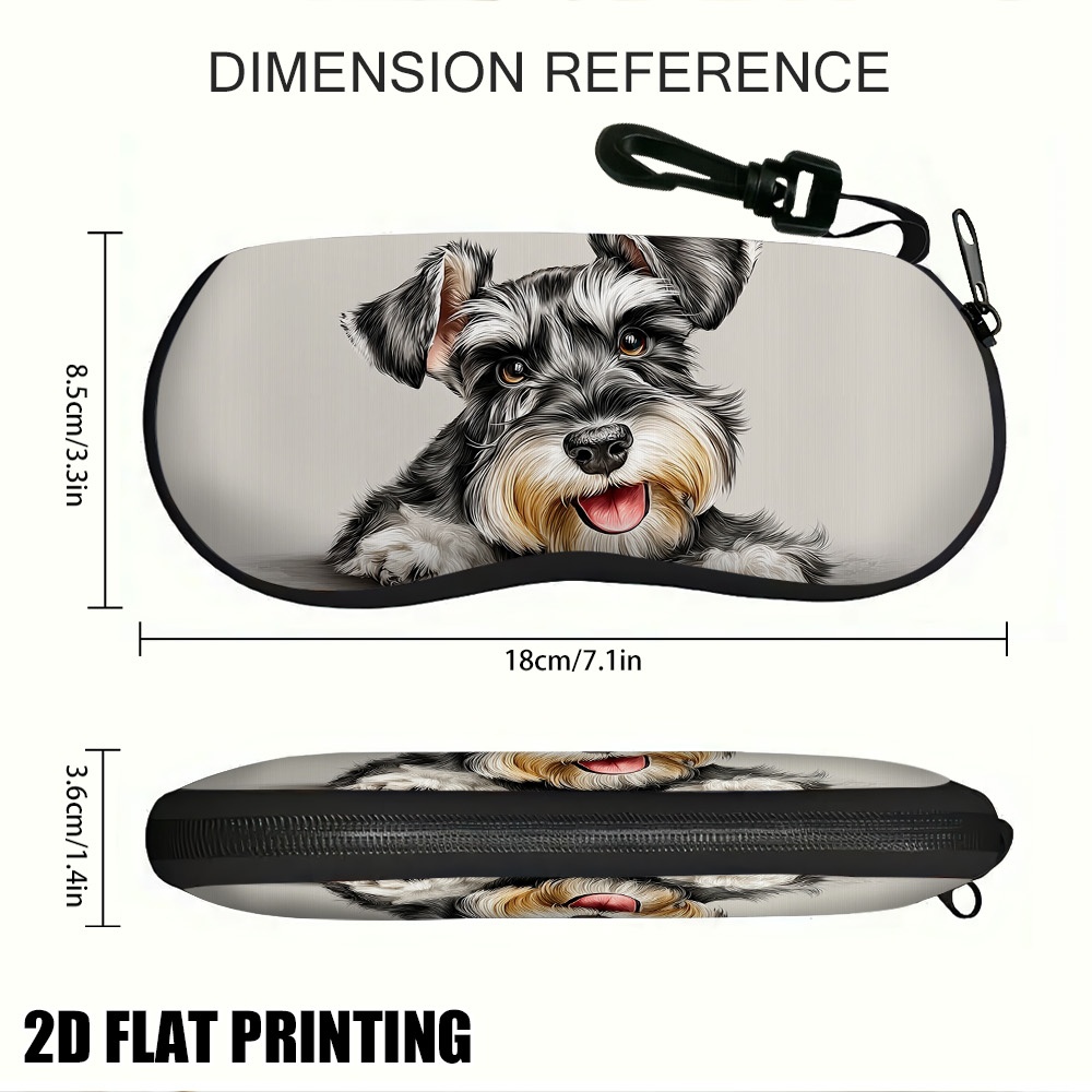 TEMU 1pc Adorable Schnauzer Dog Eyeglass Case Suitable For , Eyewear, Cover With Schnauzer Portrait Design, Stylish For, Office, Travel - Case For