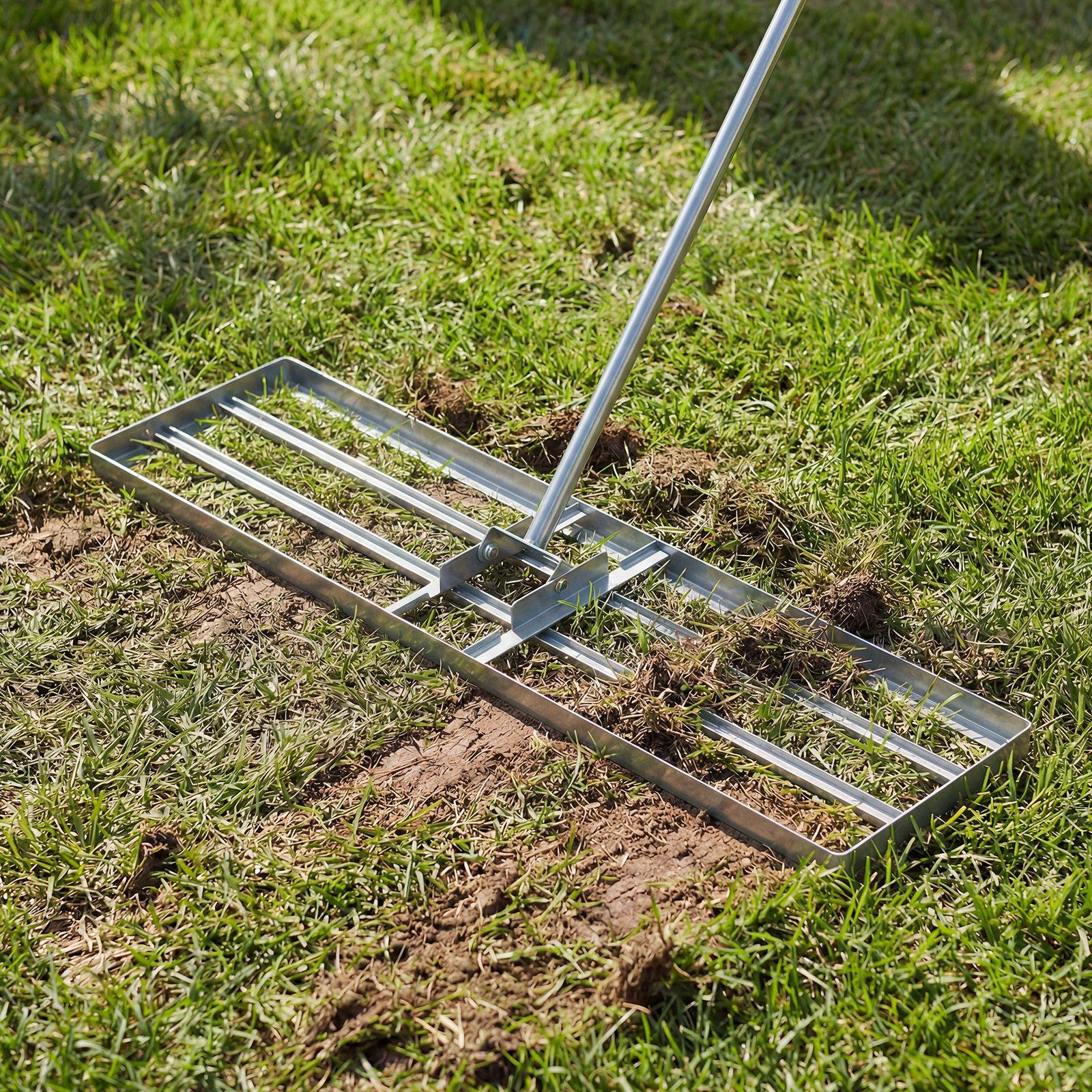 Lawn Leveling Rake, Heavy Duty Lawn Leveler W/ 42" X 10" Ground Plate & Long Handle, Soil Leveling Tool For Garden, Backyard, Golf Course, Farm, Sand Dirt Spreader